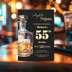 Aged to Perfection Men's 55th Whiskey Birthday  Invitation