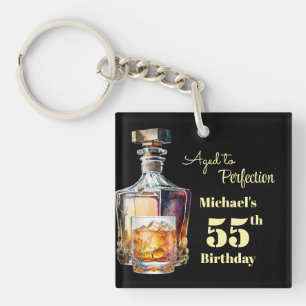 Aged to Perfection Men's 55th Whiskey Birthday Keychain