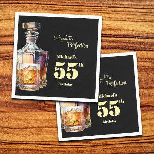 Aged to Perfection Men's 55th Whiskey Birthday Napkin