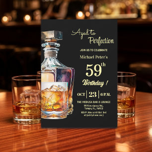 Aged to Perfection Men's 59th Whiskey Birthday Invitation