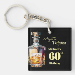 Aged to Perfection Men's 60th Whiskey Birthday  Keychain