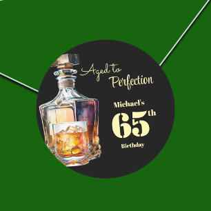 Aged to Perfection Men's 65th Whiskey Birthday  Classic Round Sticker