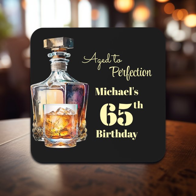 Aged to Perfection Men's 65th Whiskey Birthday  Coaster (Creator Uploaded)