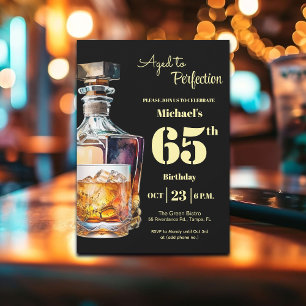 Aged to Perfection Men's 65th Whiskey Birthday  Invitation