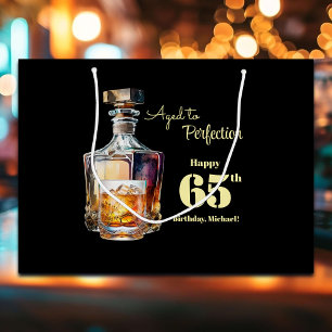 Aged to Perfection Men's 65th Whiskey Birthday Large Gift Bag