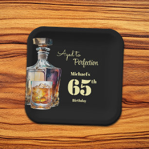 Aged to Perfection Men's 65th Whiskey Birthday  Paper Plate