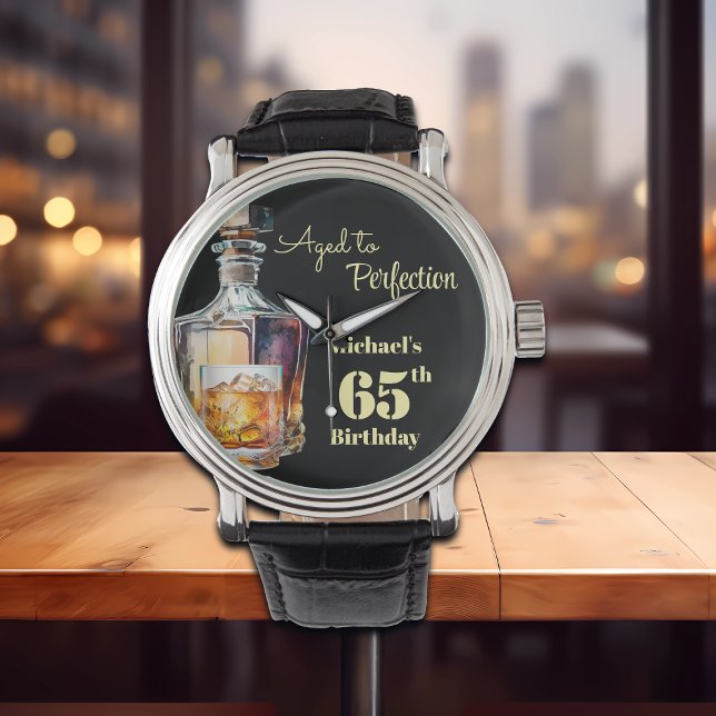 Aged to Perfection Men's 65th Whiskey Birthday  Watch (Creator Uploaded)