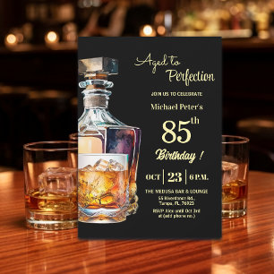 Aged to Perfection Men's 85th Whiskey Birthday Invitation