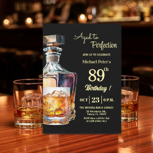 Aged to Perfection Men's 89th Whiskey Birthday  Invitation