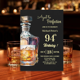 Aged to Perfection Men's 94th Whiskey Birthday  Invitation