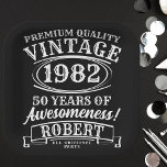 Aged To Perfection Personalized Vintage Birthday  Paper Plate<br><div class="desc">Introducing the Aged To Perfection Personalized Vintage Birthday Paper Plates, the ultimate addition to your milestone birthday celebrations. These plates combine the spirit of rock 'n' roll with classic nostalgia, making them perfect for any retro-themed birthday party. Whether you're hosting a 21st, 30th, 40th, 50th, 60th, 70th, 80th, or 90th...</div>