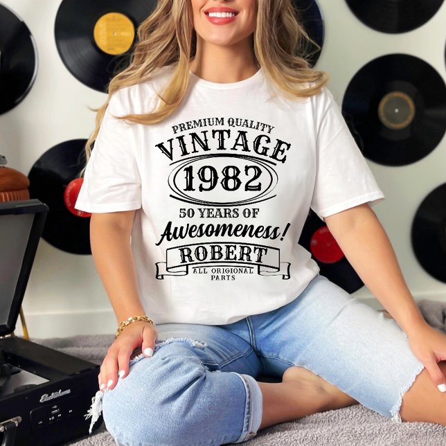 Aged To Perfection Personalized Vintage Birthday T-Shirt (Creator Uploaded)