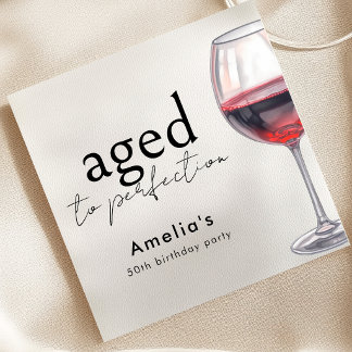 Aged To Perfection Red Wine Any Birthday Party Napkin