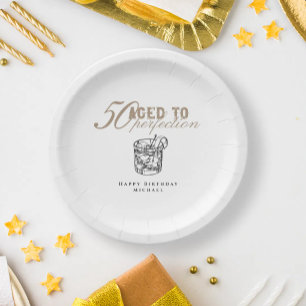 Aged to Perfection Whiskey 50th Birthday Party Paper Plate