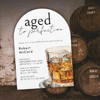 Aged To Perfection Whiskey Birthday Party Arch Invitation
