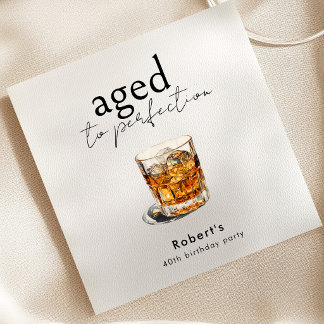 Aged To Perfection Whiskey Birthday Party Arch Napkin