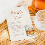 Aged to Perfection Whiskey Birthday Thank You Card<br><div class="desc">An elegant thank-you card to match our Aged to Perfection Whiskey Birthday Party collection. This design features the "thank you" in elegant serif typography, followed by the editable thank-you message aligned to the left. To the right, there is a hand-painted watercolor whiskey glass. Cards reverse to a diamond pattern against...</div>