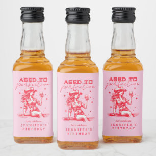 Aged to Perfection Whiskey Cowgirl Birthday Party  Liquor Bottle Label