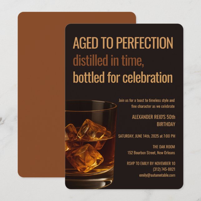Aged to Perfection | Whisky Birthday Invitation (Front/Back)