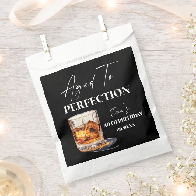 Aged To Perfection Whisky Glass Birthday Party Favour Bag (Clipped)