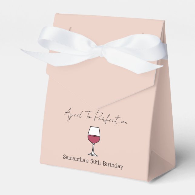 Aged To Perfection Wine 50th Birthday Favor Box (Front Side)
