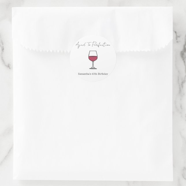 Aged To Perfection Wine 60th Birthday Classic Round Sticker (Bag)
