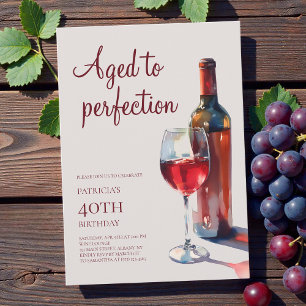 Aged to Perfection Wine Adult 40th Birthday Party Invitation