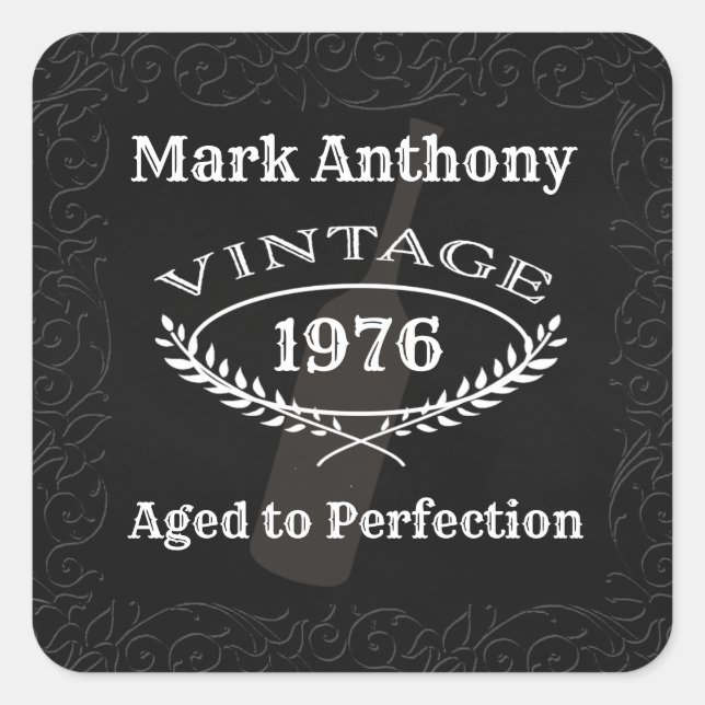 Aged to Perfection Wine Birthday Square Sticker (Front)