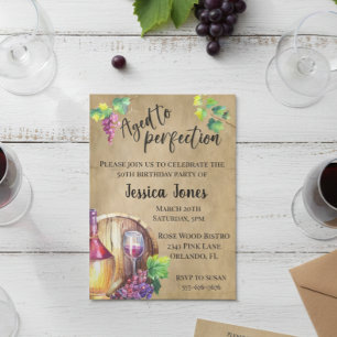 Aged to Perfection Wine Lover Birthday Party Invitation