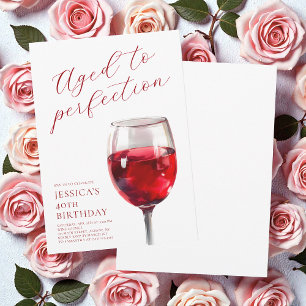 Aged to Perfection Wine Script 40th Birthday Party Invitation