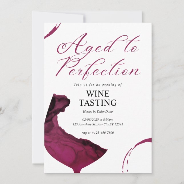 Aged To Perfection Wine Tasting Invite (Front)