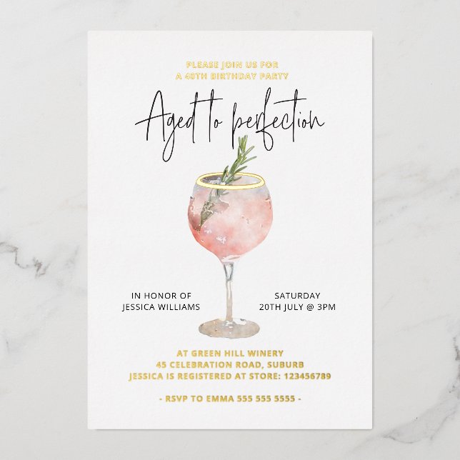 Aged to Perfection Wine Theme Real Gold (Front)