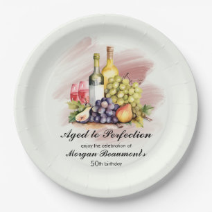 Aged to Perfection Wine Themed 50th Birthday Party Paper Plate