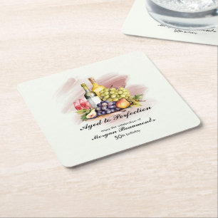 Aged to Perfection Wine Themed 50th Birthday Party Square Paper Coaster