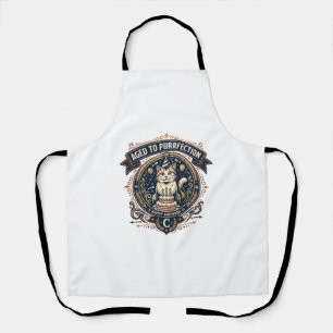 Aged To Purrfection Cat Birthday Age Vintage Vecto Apron