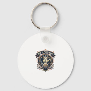 Aged To Purrfection Cat Birthday Age Vintage Vecto Keychain