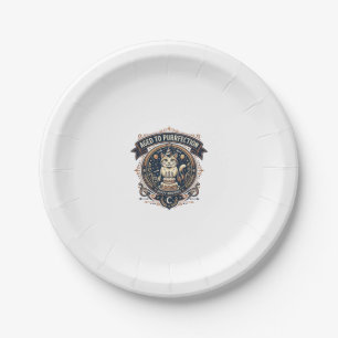 Aged To Purrfection Cat Birthday Age Vintage Vecto Paper Plate