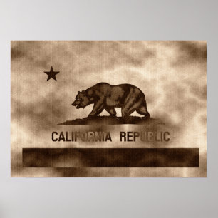 Aged Vintage California Flag Poster
