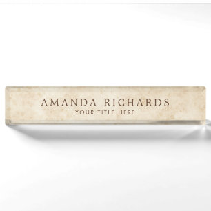 Aged vintage paper parchment nameplate