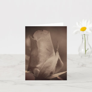 Aged Vintage Sepia Rosebud Flower Note Card