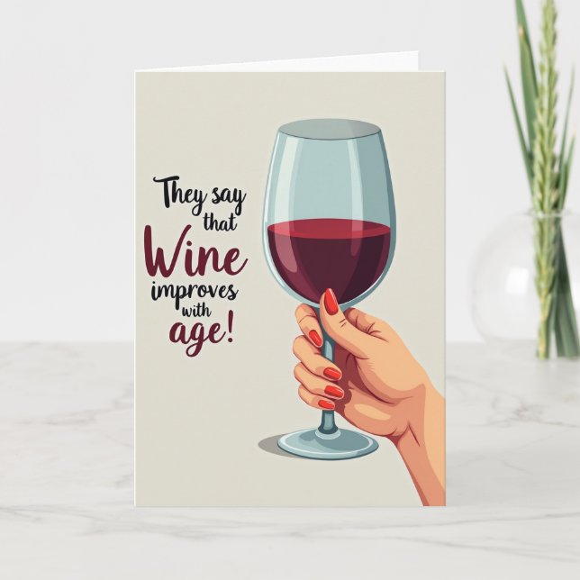 Aged Wine Birthday Card (Front)