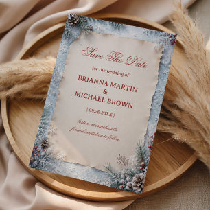 Aged Winter Parchment Winter Save The Date