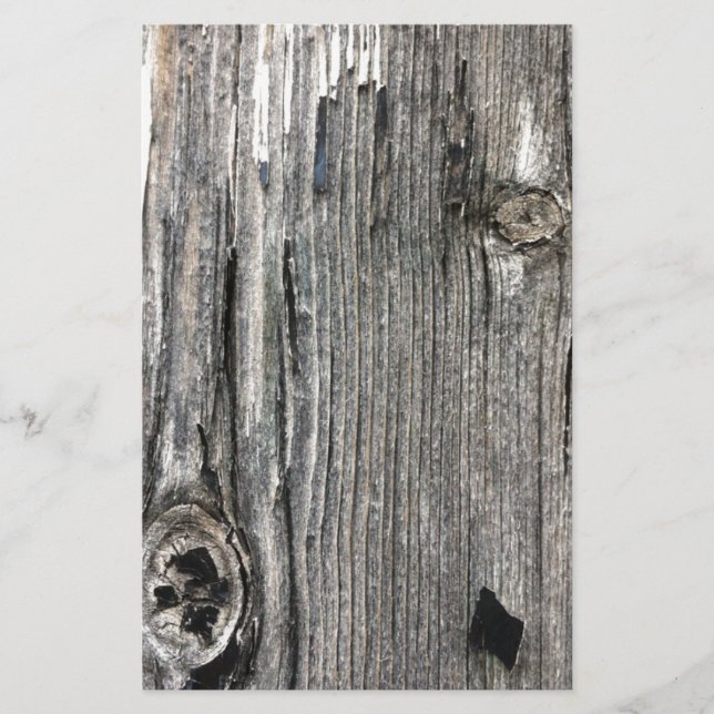 Aged wood fence posting from rustic bush setting stationery (Front)