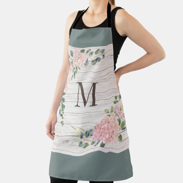 Aged Wood Floral All-Over Print Apron (Insitu)