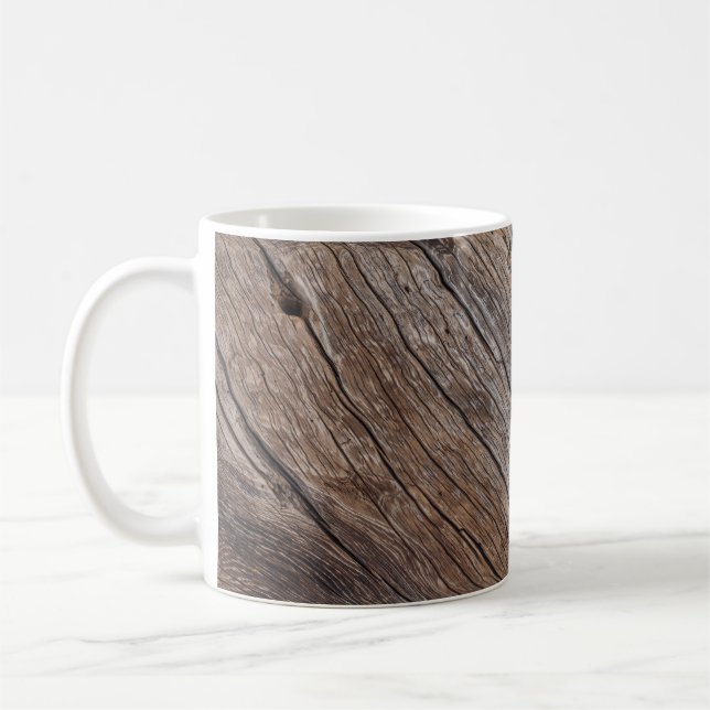 Aged Wood: Rustic Texture Background. Coffee Mug (Left)