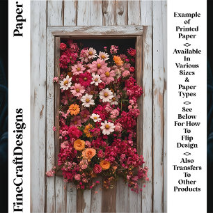 Aged Wood Window With Flowers CL5 Scrapbook Paper