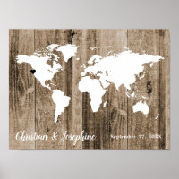 Aged Wood World Map Gust Book Alternative Sign
