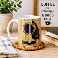Aged Wooden Acoustic Guitar Monogram