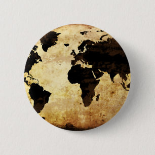 aged-world-map 2 inch round button