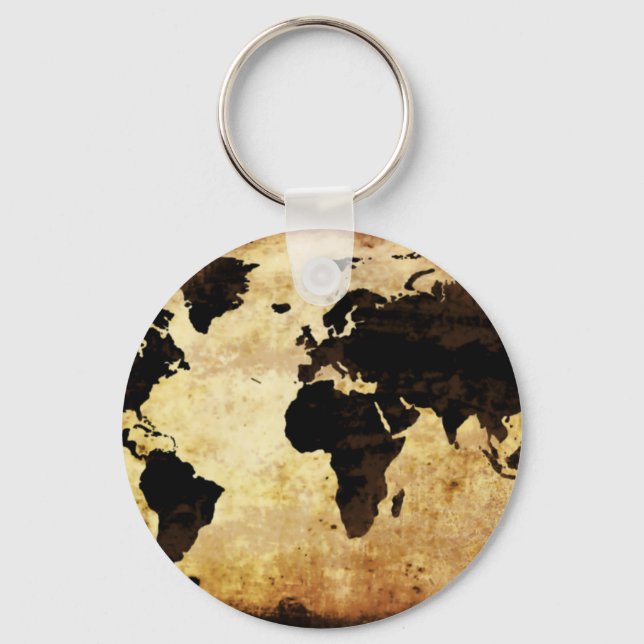 aged-world-map keychain (Front)